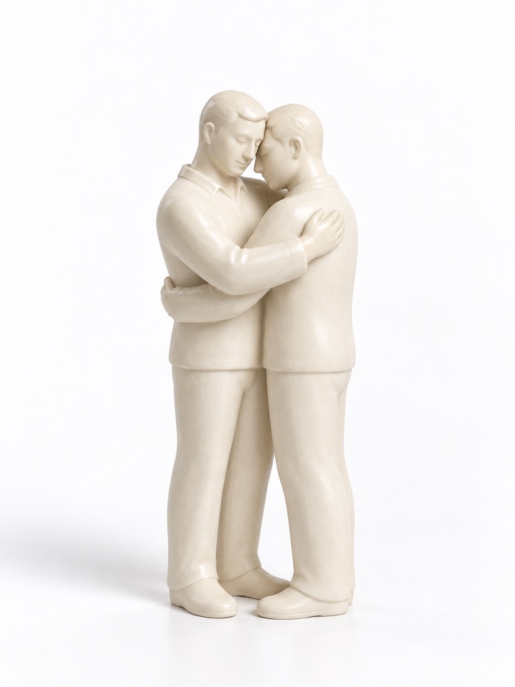 Two ivory figures embracing.